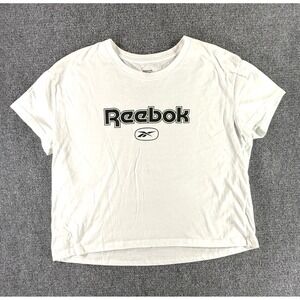 Reebok Womens Graphic Logo T-Shirt White Short Sleeve Boxy Fit XL RN117927